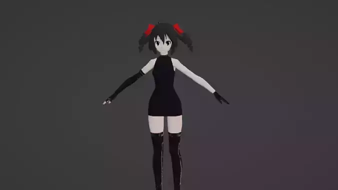 Maria anime girl in dress Low-poly 3D model