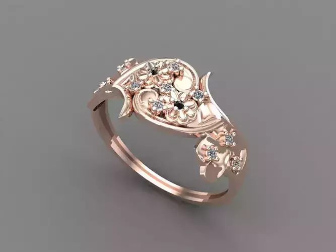 Womens Diamond Signet Ring Women Rings 3dmodels 3D print model