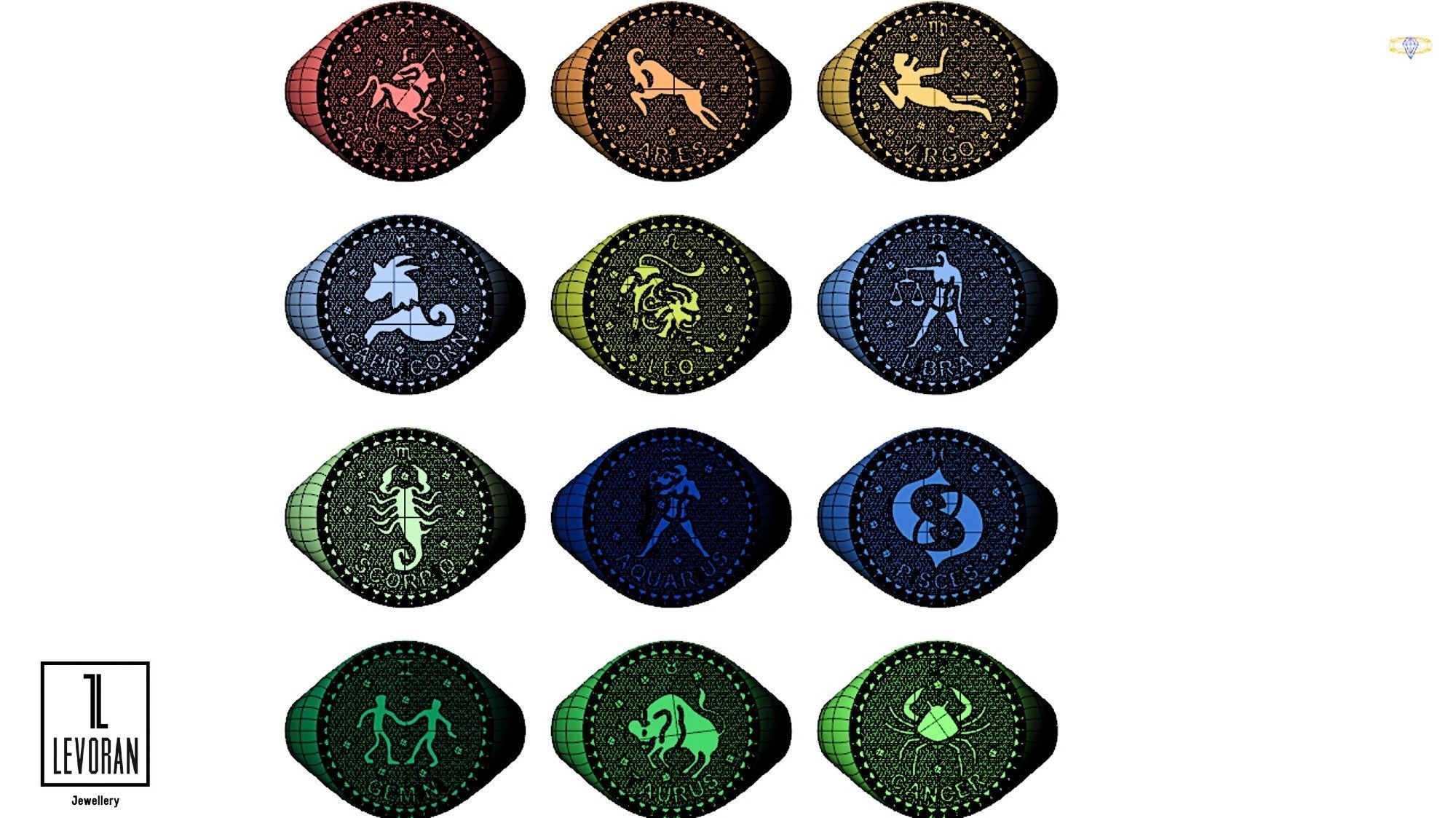 capricorn  zodiac ring collection 3D print model_1