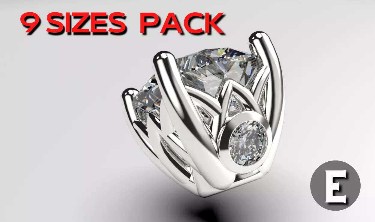 a package of engagement solitaire ring hea or stud earrings 3D print model_0