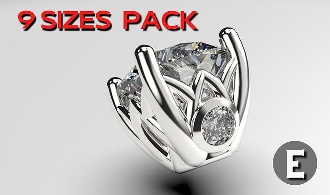 a package of engagement solitaire ring hea or stud earrings 3D print model