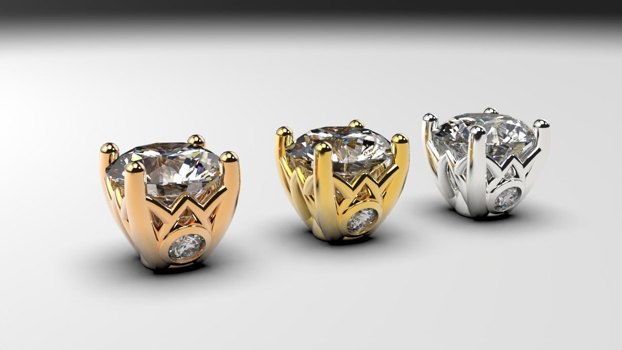 a package of engagement solitaire ring hea or stud earrings 3D print model_7