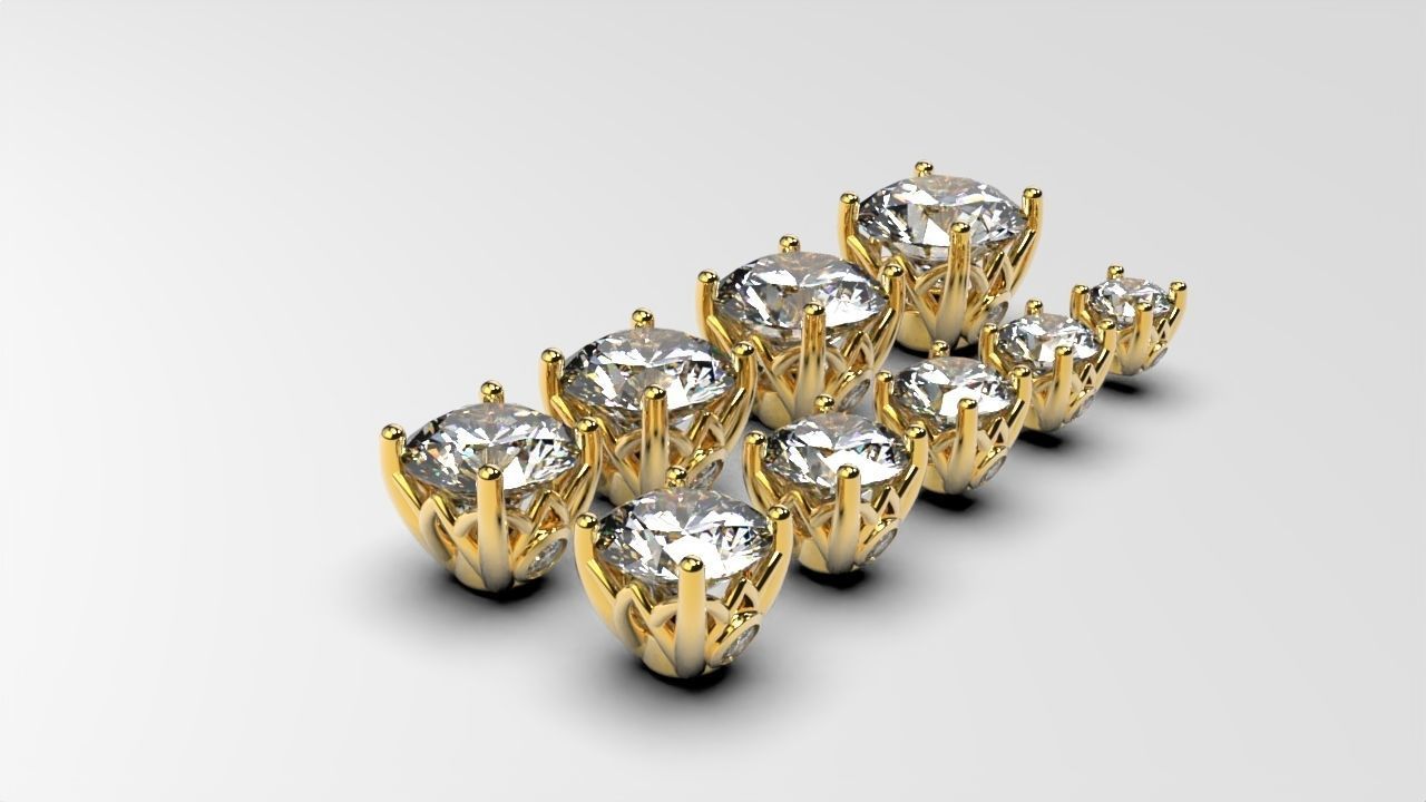 a package of engagement solitaire ring hea or stud earrings 3D print model_10