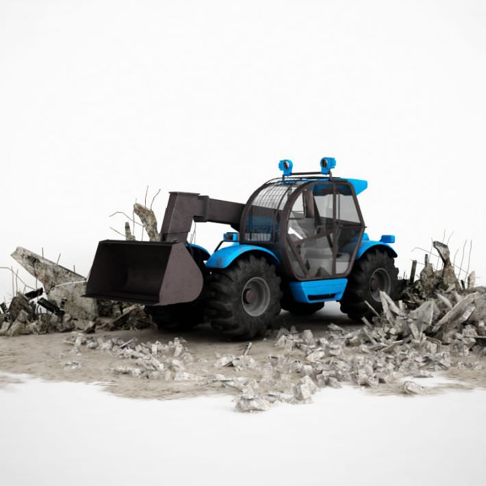 Blue Industrial Earth Mover Excavator