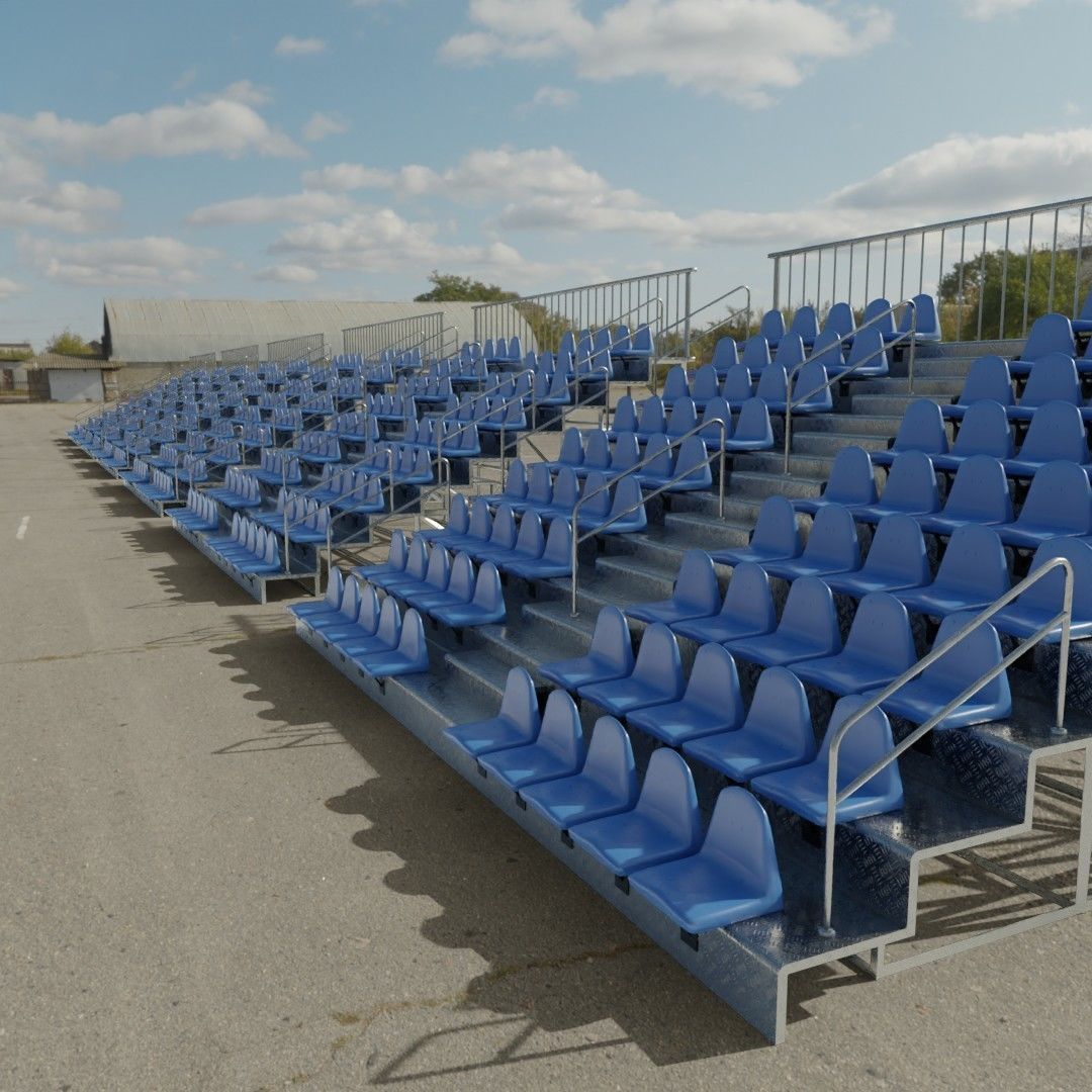 Bleachers stadium with seats 3D model_2
