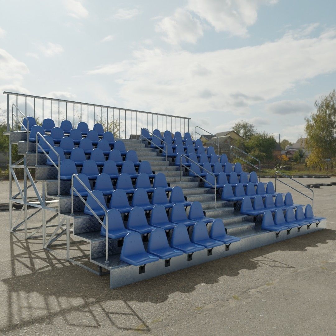 Bleachers stadium with seats 3D model_11