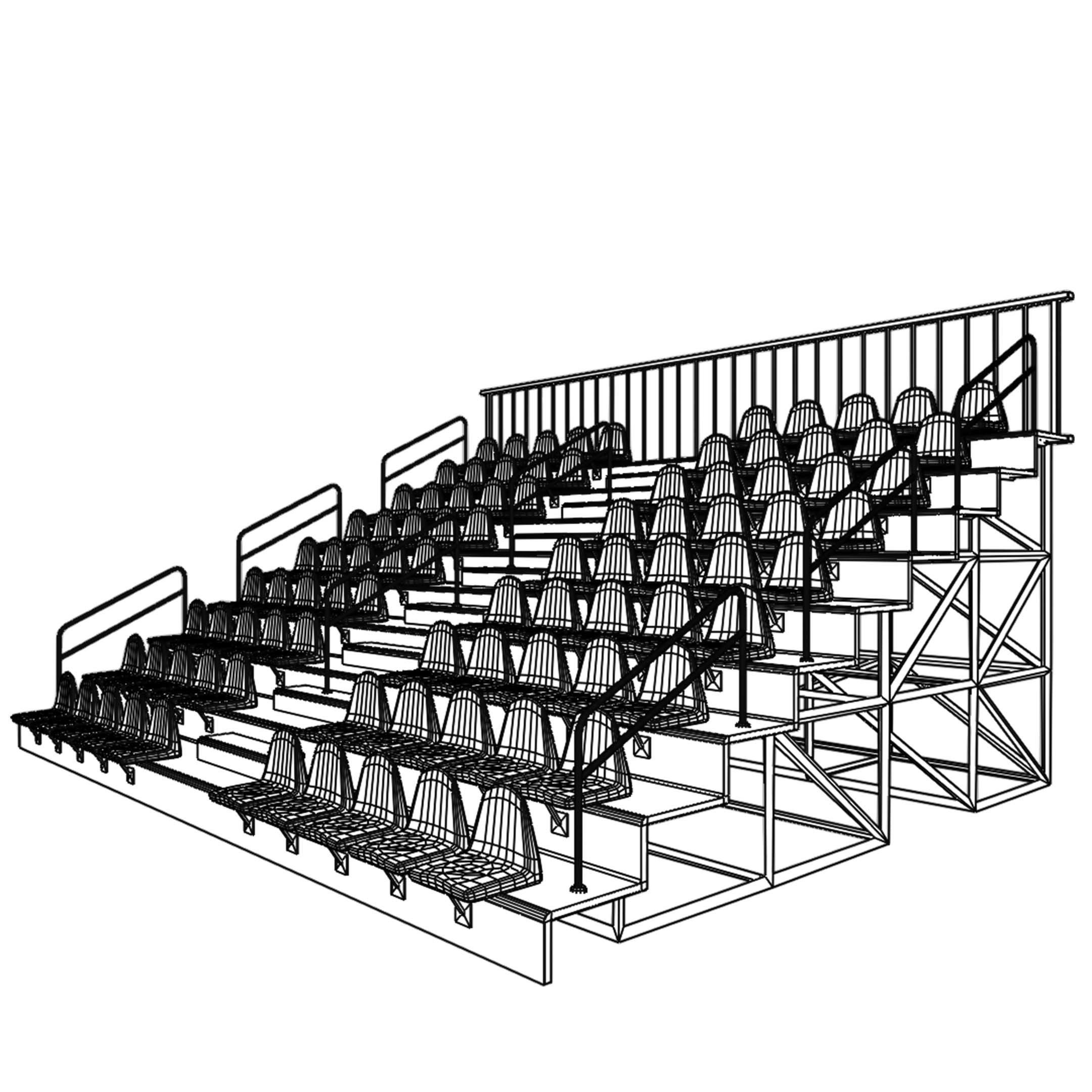 Bleachers stadium with seats 3D model_8