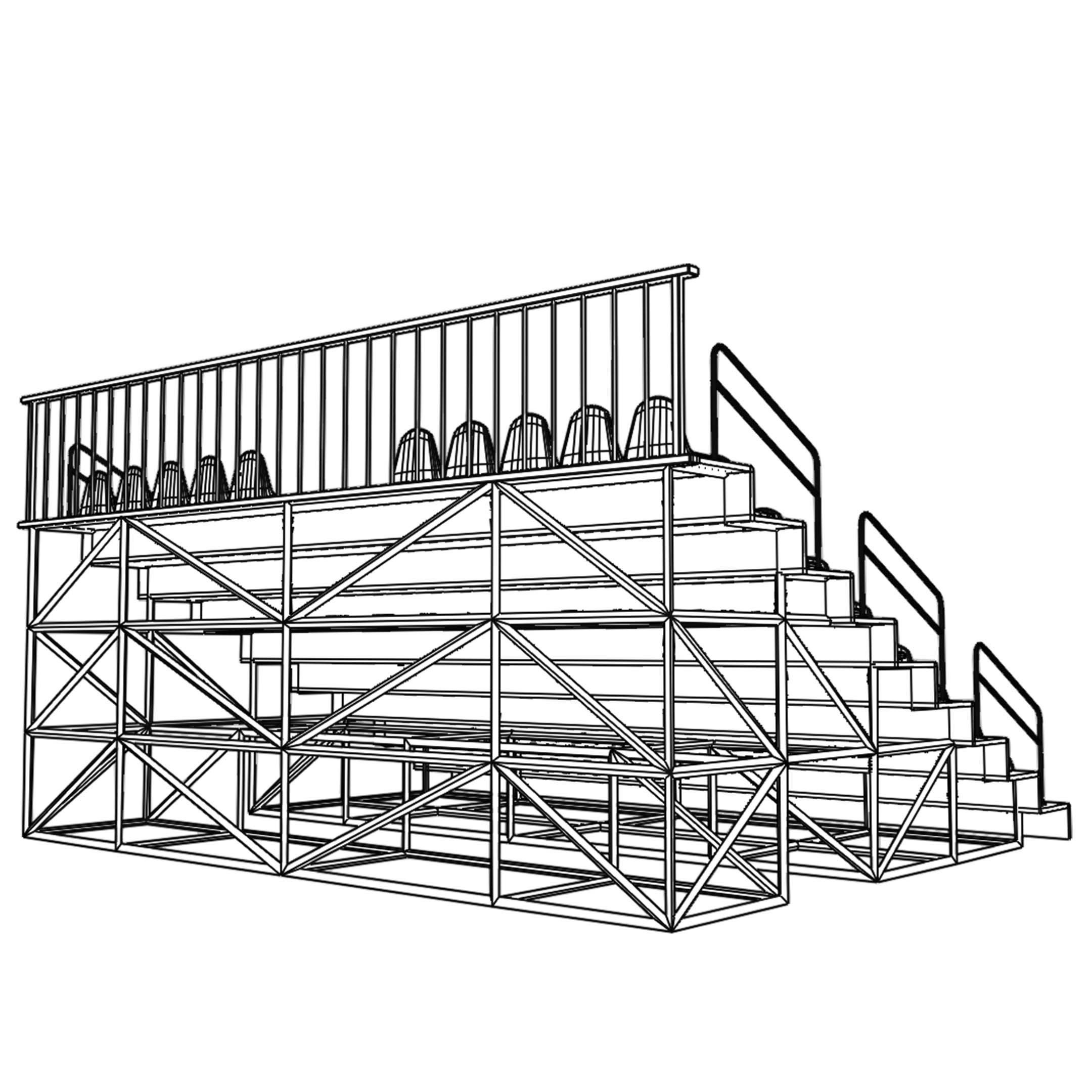 Bleachers stadium with seats 3D model_14