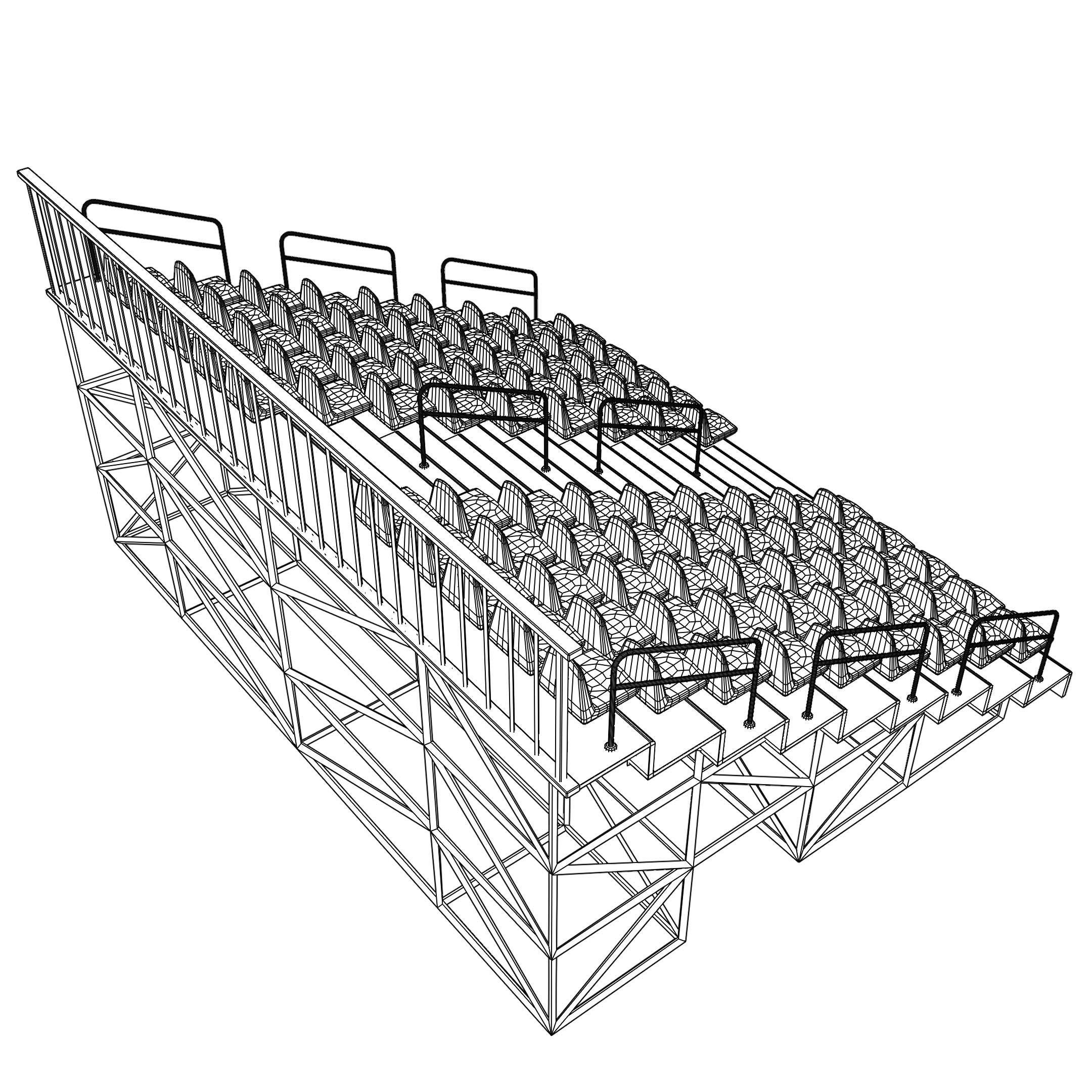 Bleachers stadium with seats 3D model_6