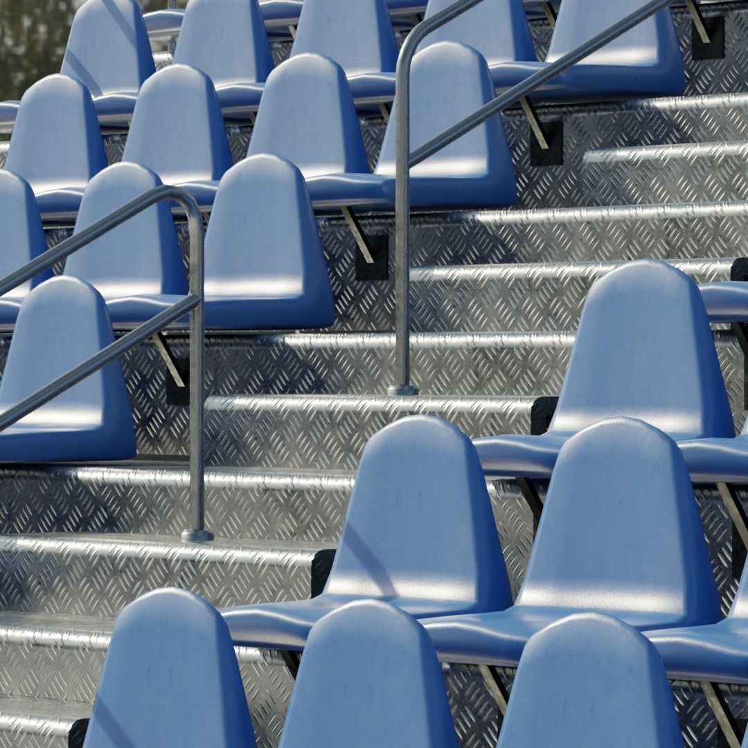 Bleachers stadium with seats 3D model_9