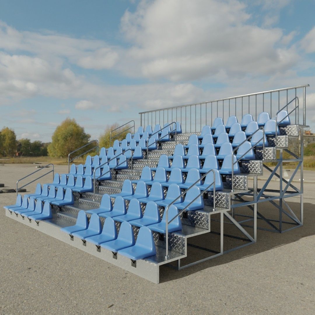 Bleachers stadium with seats 3D model_7
