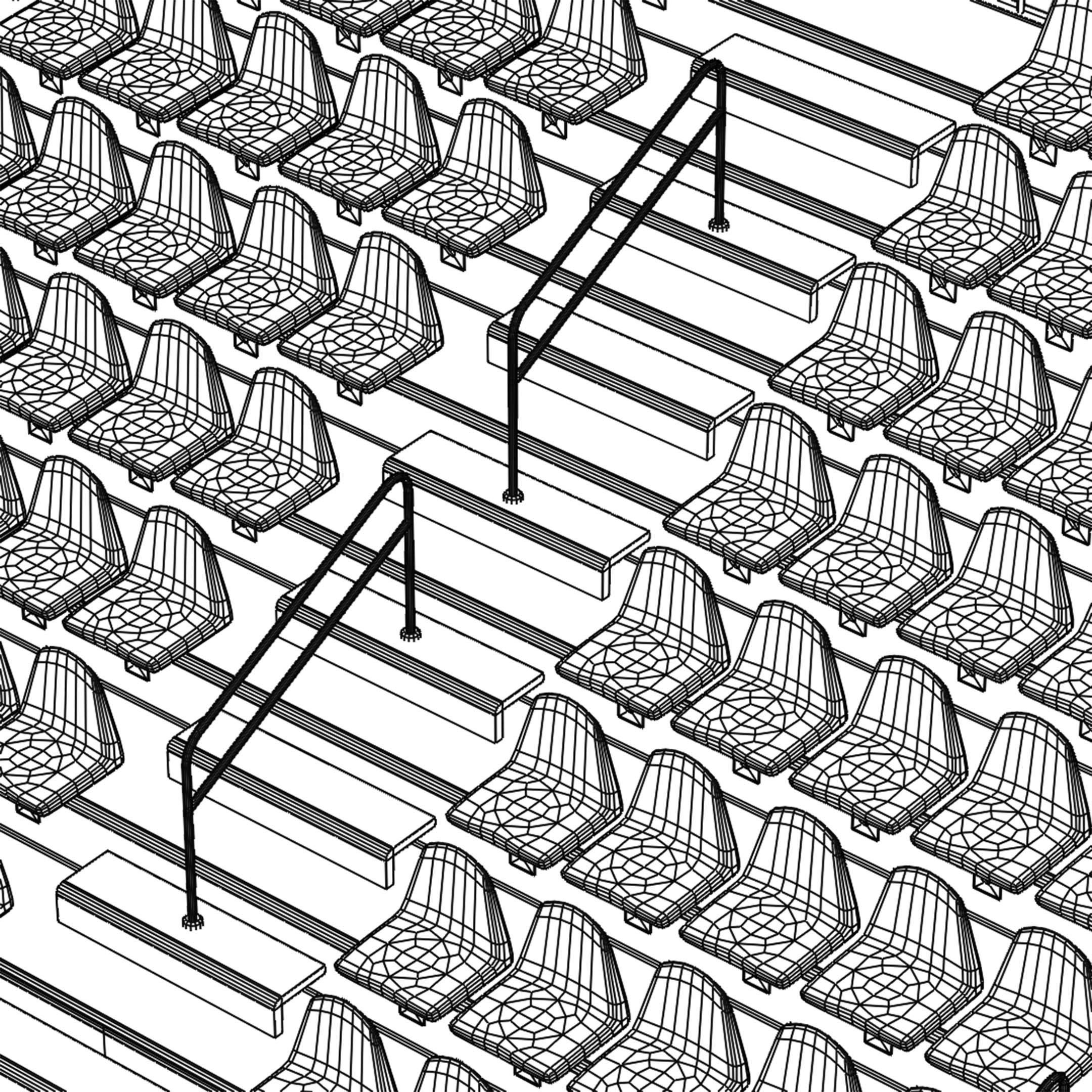 Bleachers stadium with seats 3D model_4