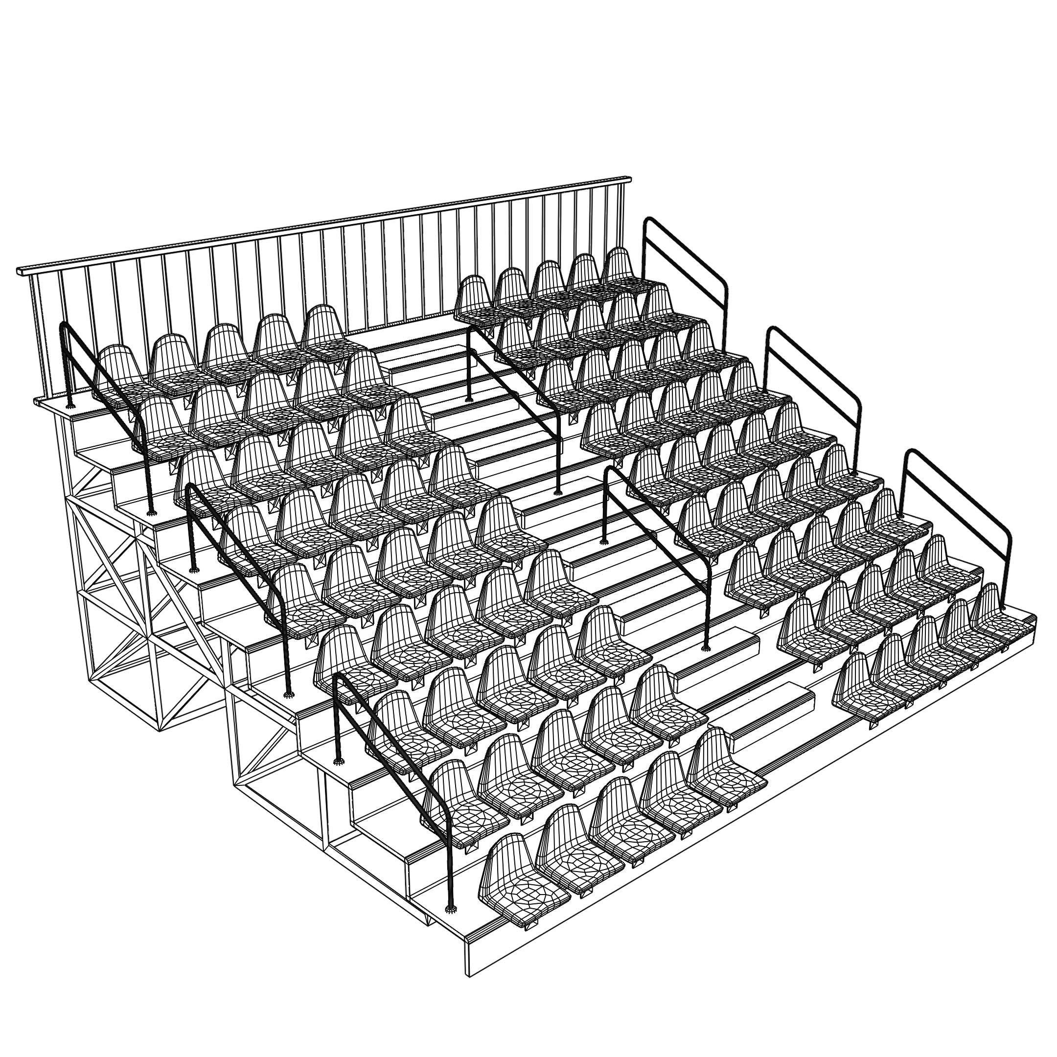 Bleachers stadium with seats 3D model_12