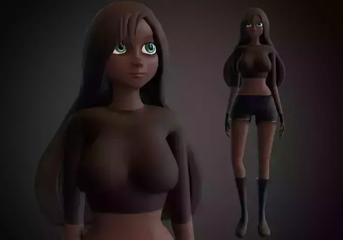 black woman rigged low poly