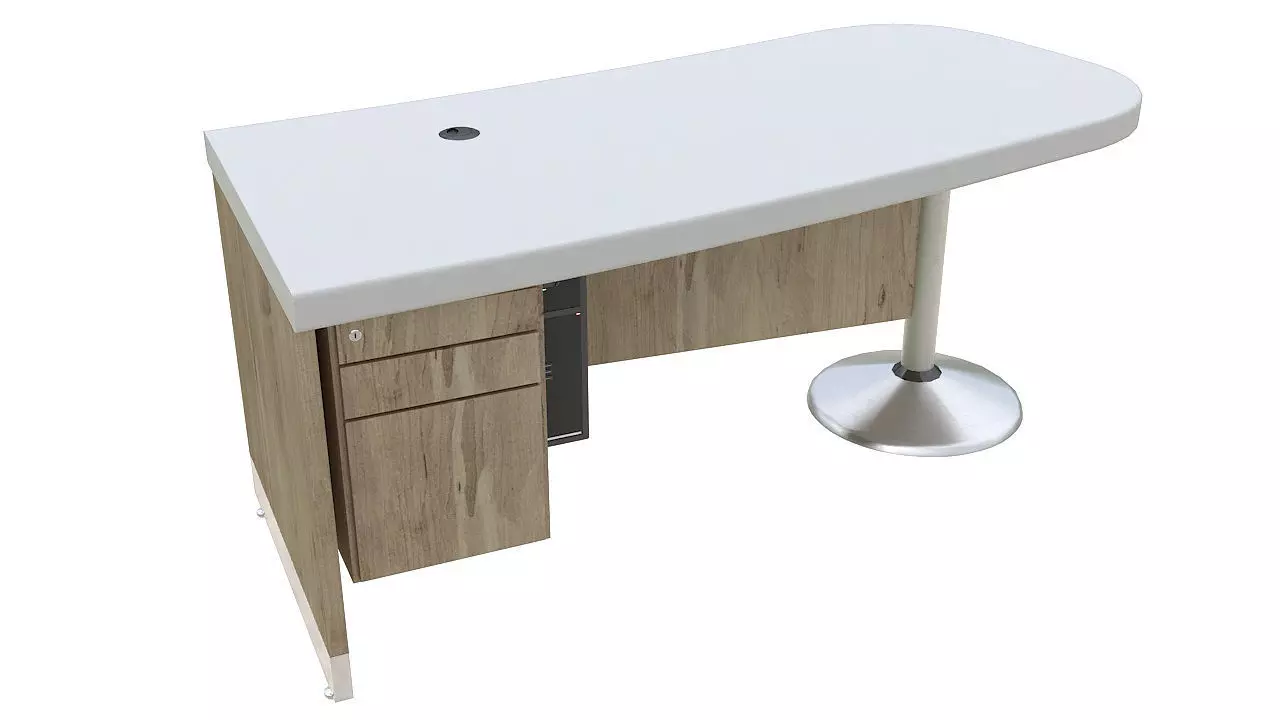 Curved reception desk 3D model_0