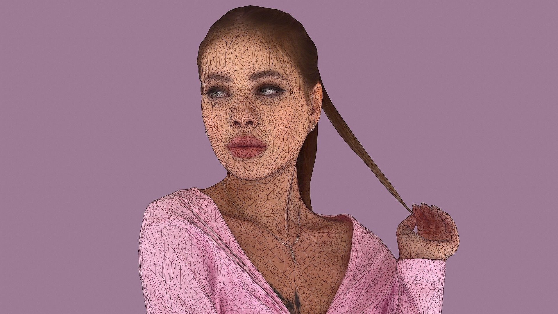 Lady in Pink 3D model_8