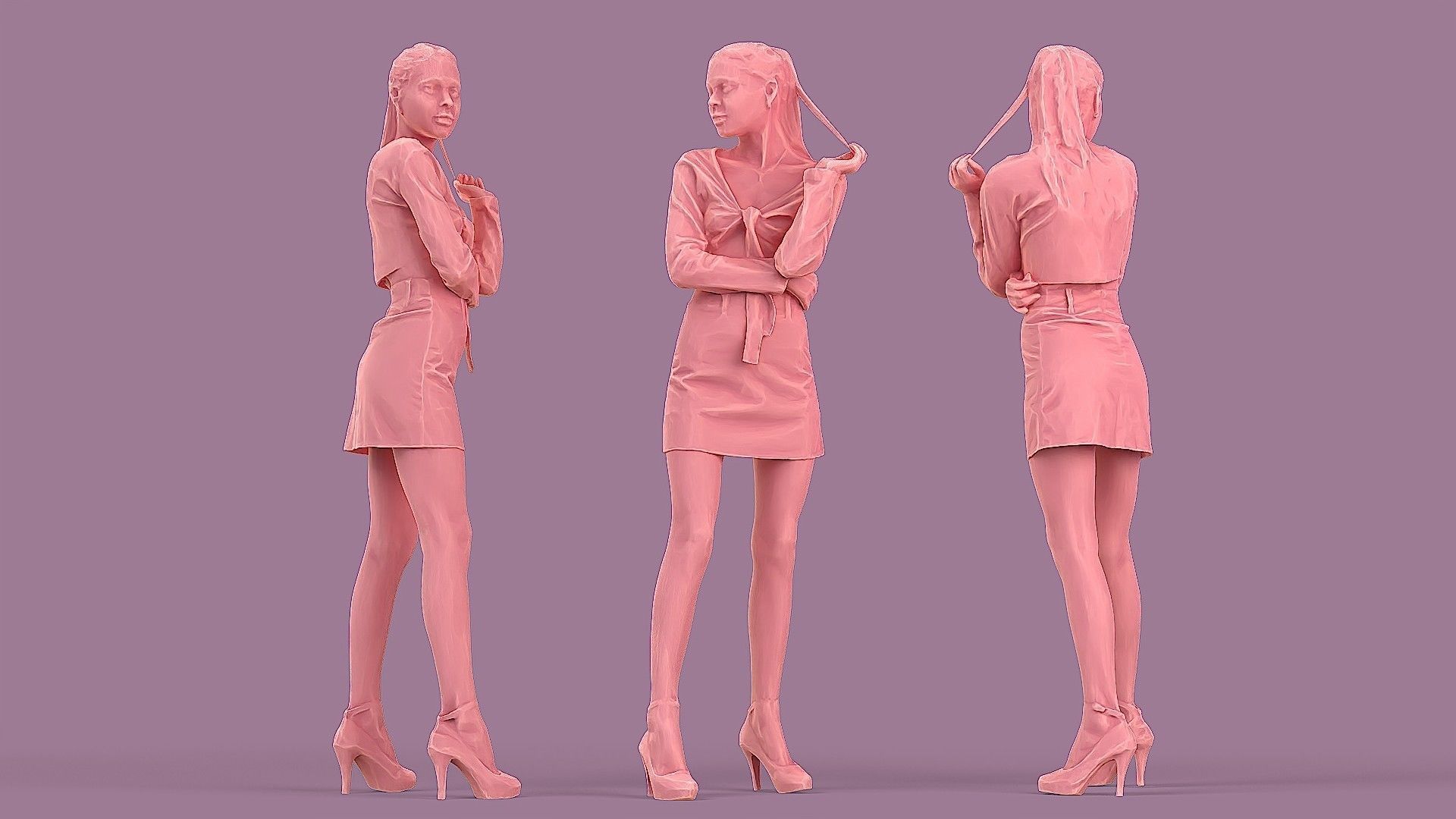 Lady in Pink 3D model_2