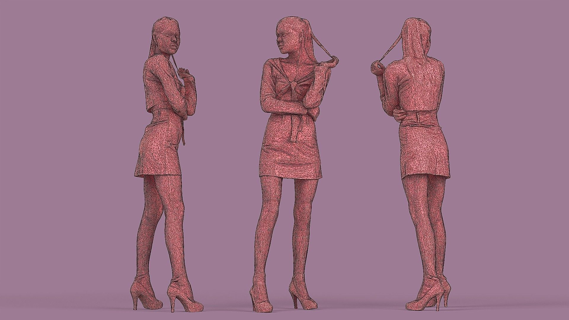 Lady in Pink 3D model_3