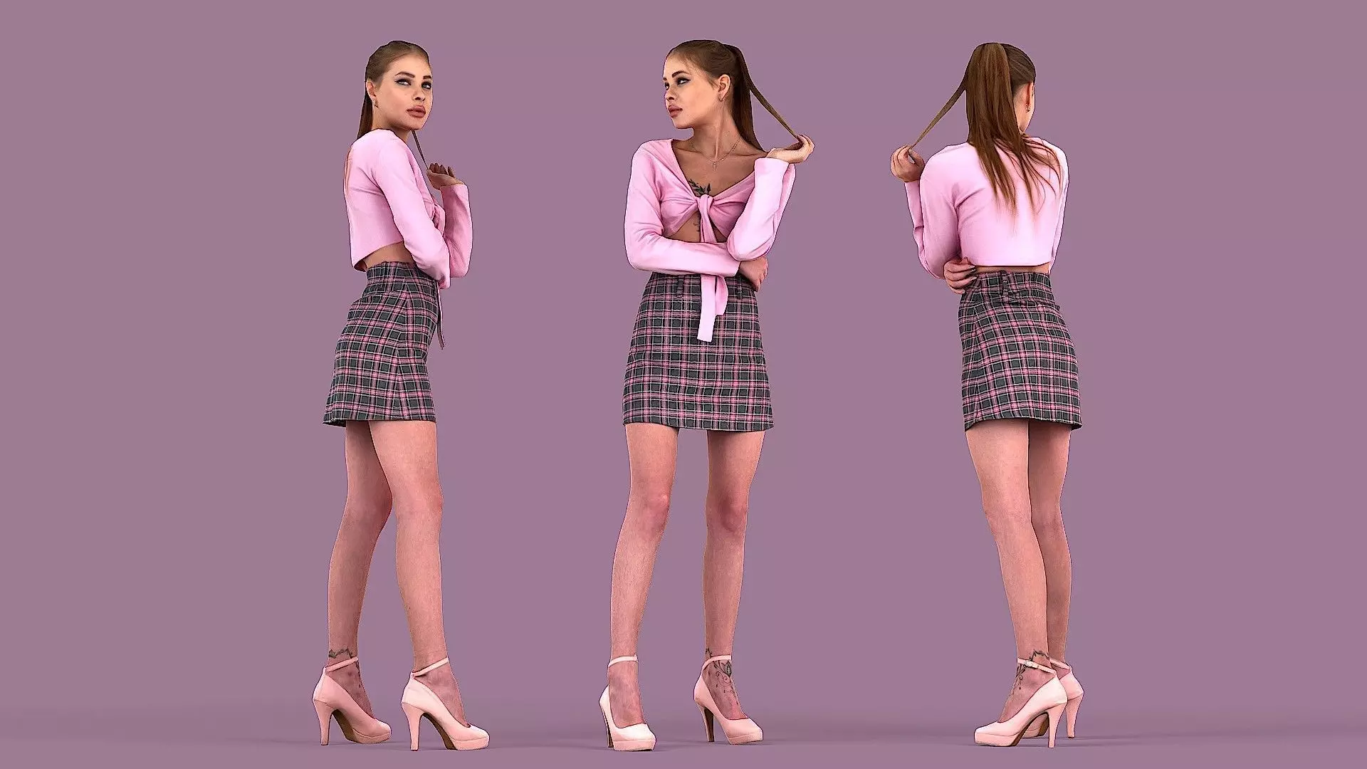 Lady in Pink 3D model_0