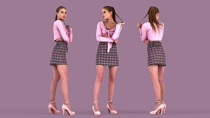 Lady in Pink 3D model