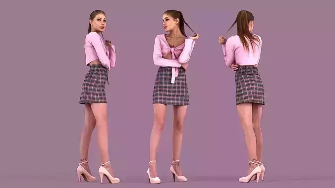 Lady in Pink 3D model
