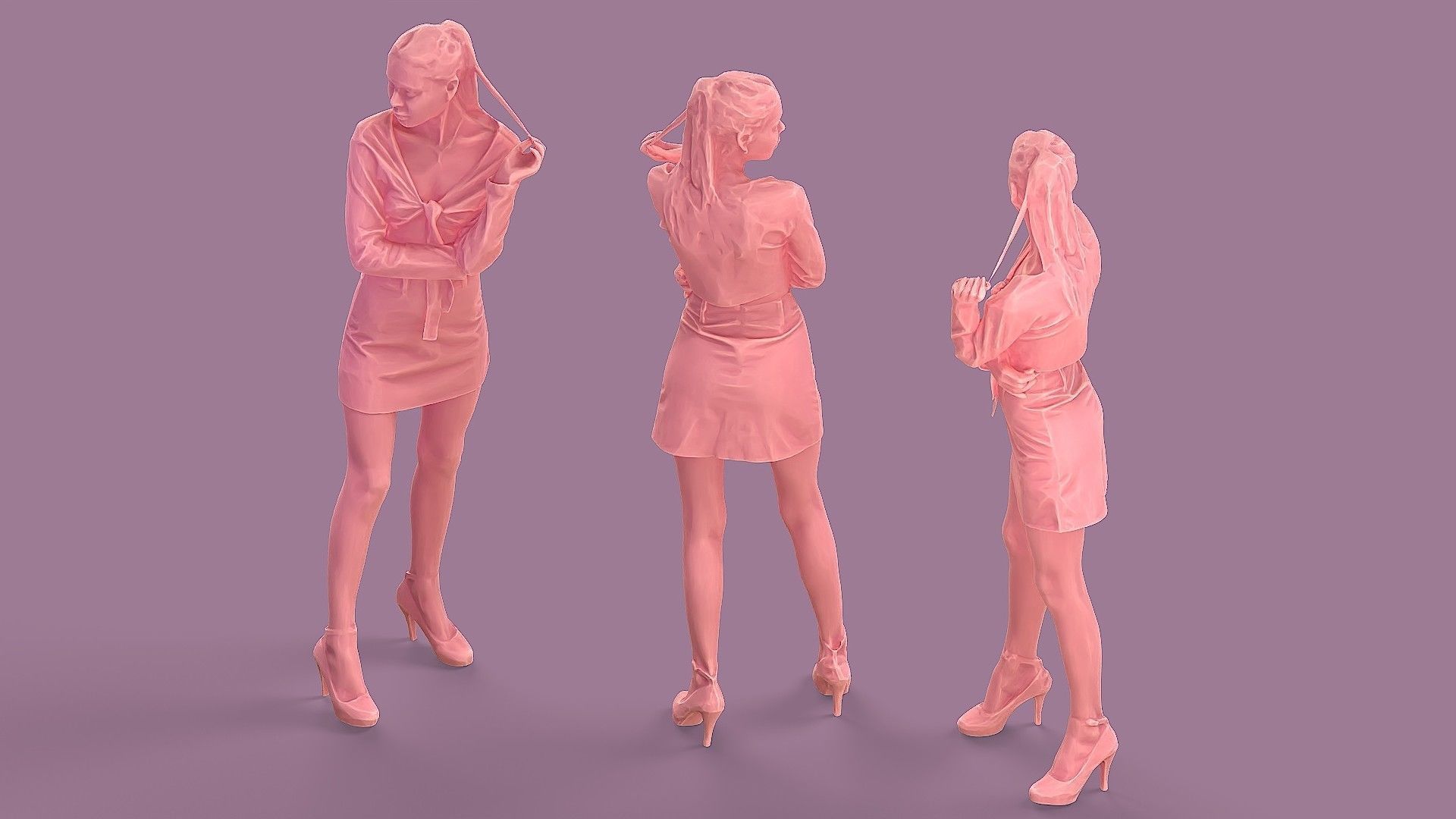 Lady in Pink 3D model_6