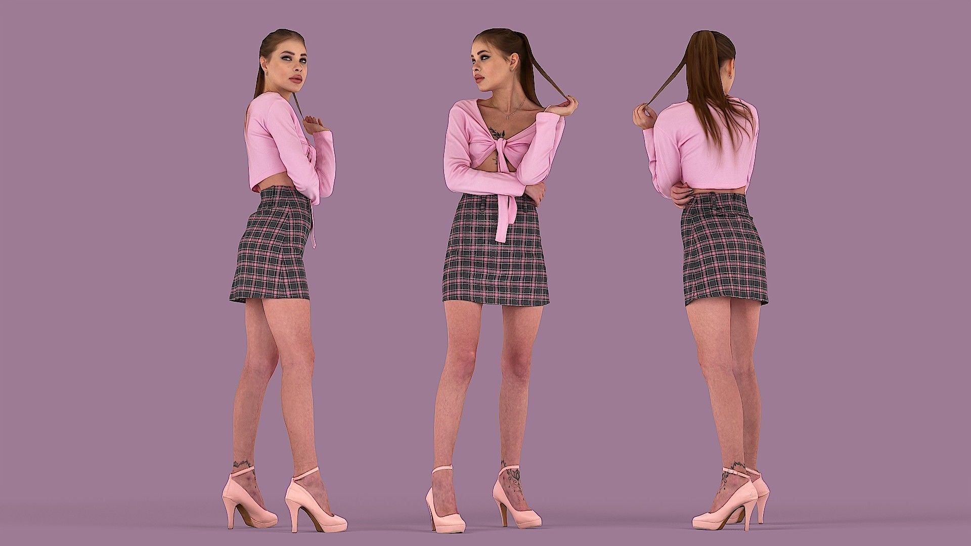 Lady in Pink 3D model_1