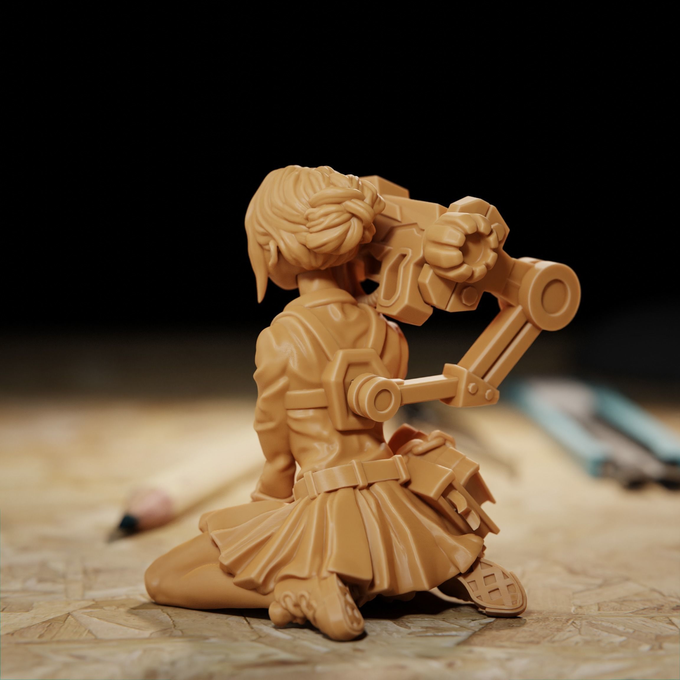 Girl with gun mini model for 3d print 3D print model_2
