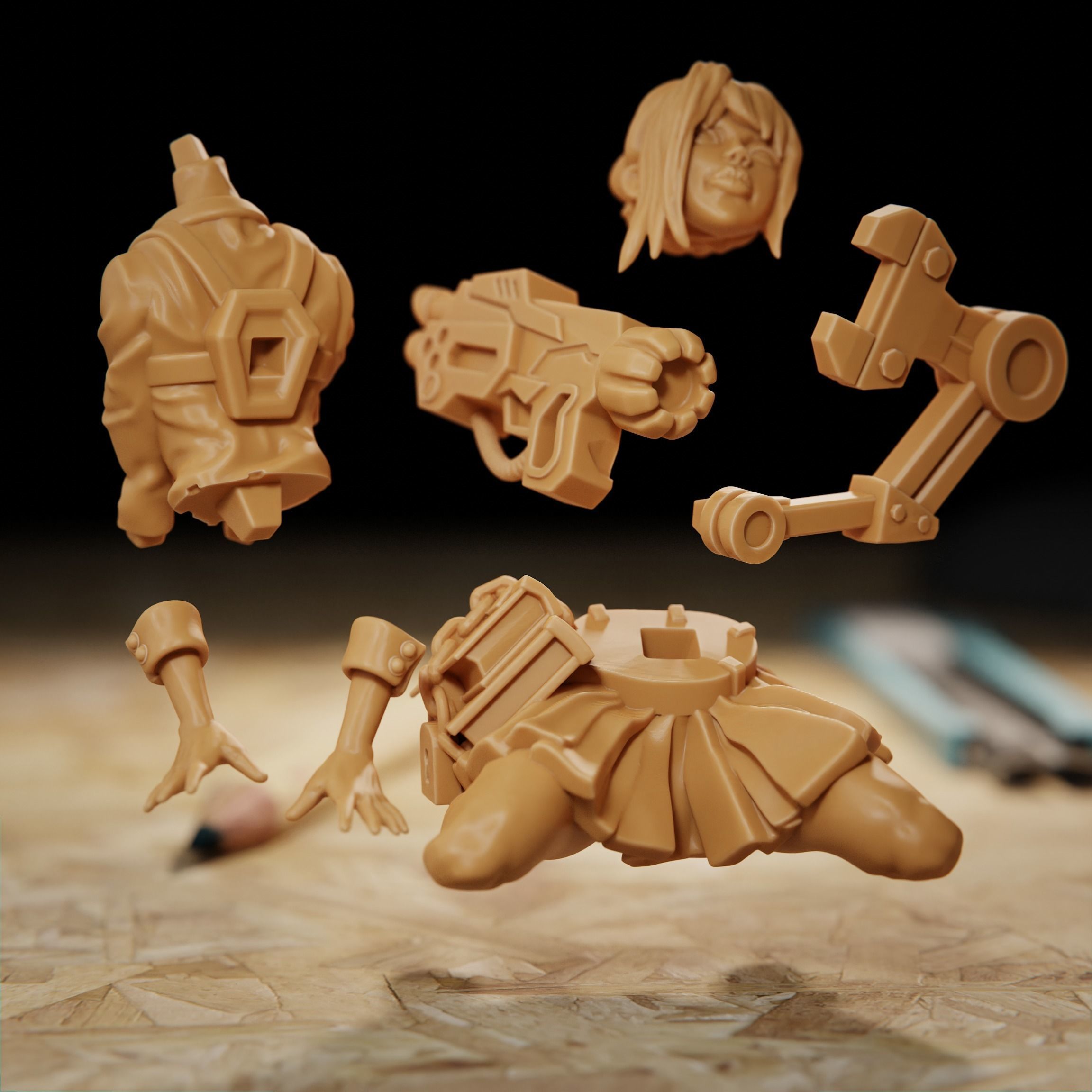 Girl with gun mini model for 3d print 3D print model_3