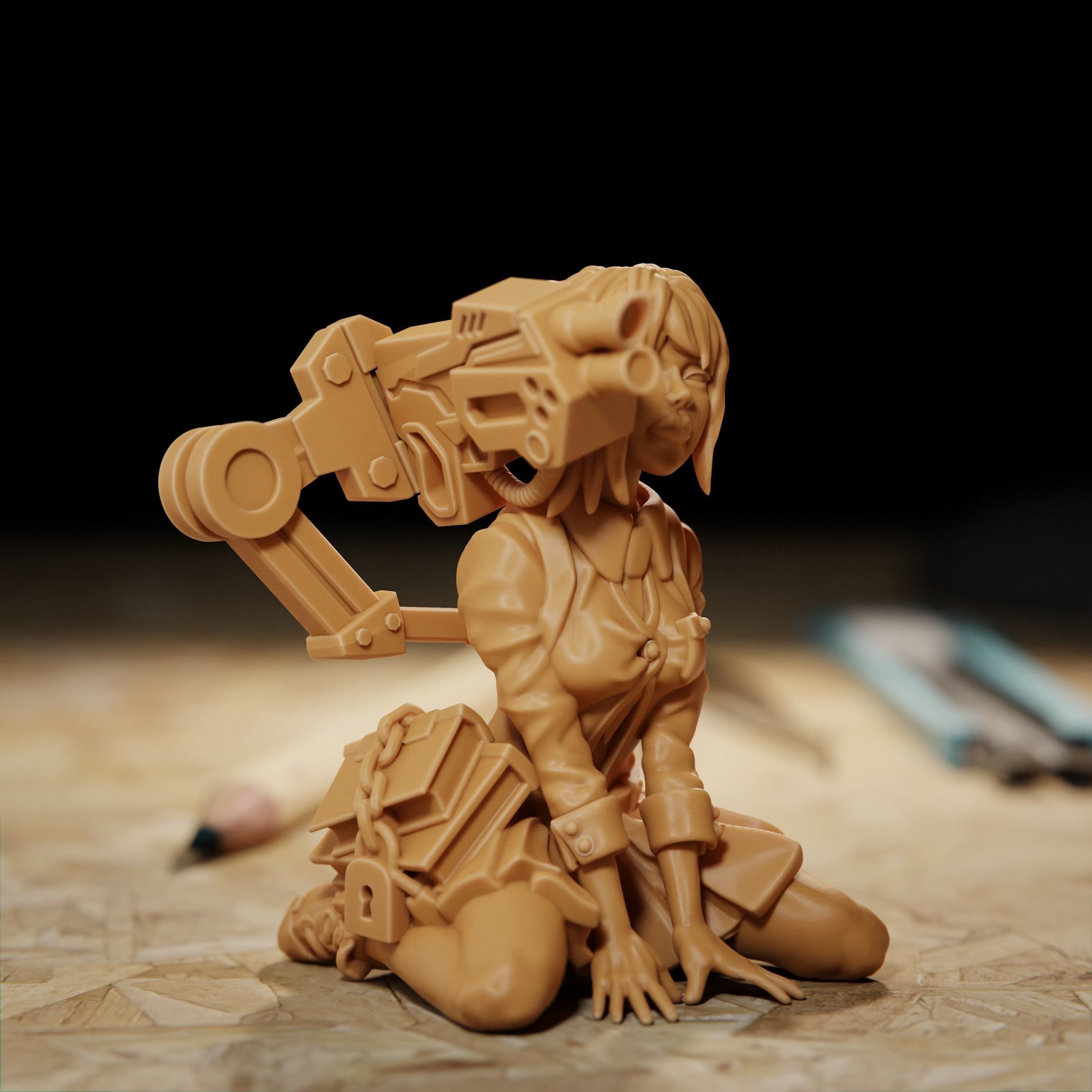 Girl with gun mini model for 3d print 3D print model_1