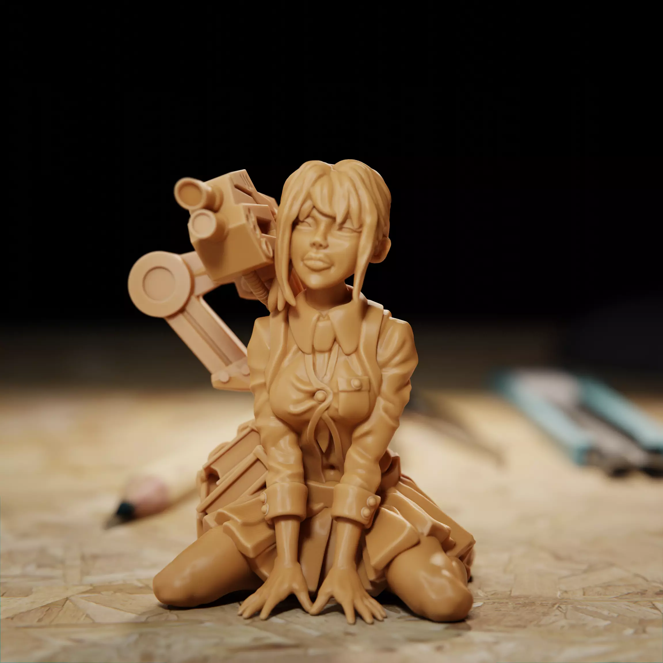 Girl with gun mini model for 3d print 3D print model_0