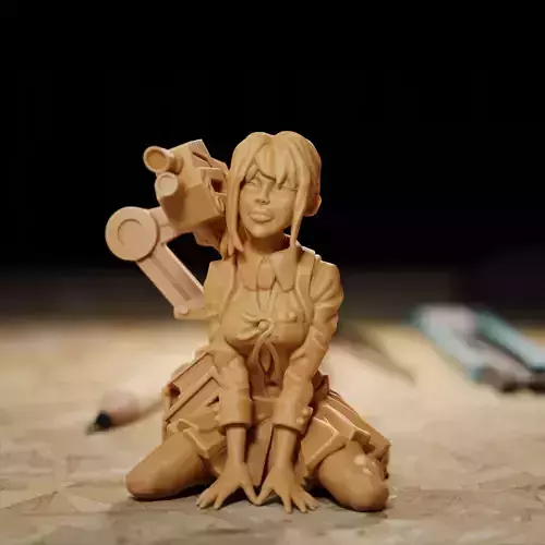 Girl with gun mini model for 3d print