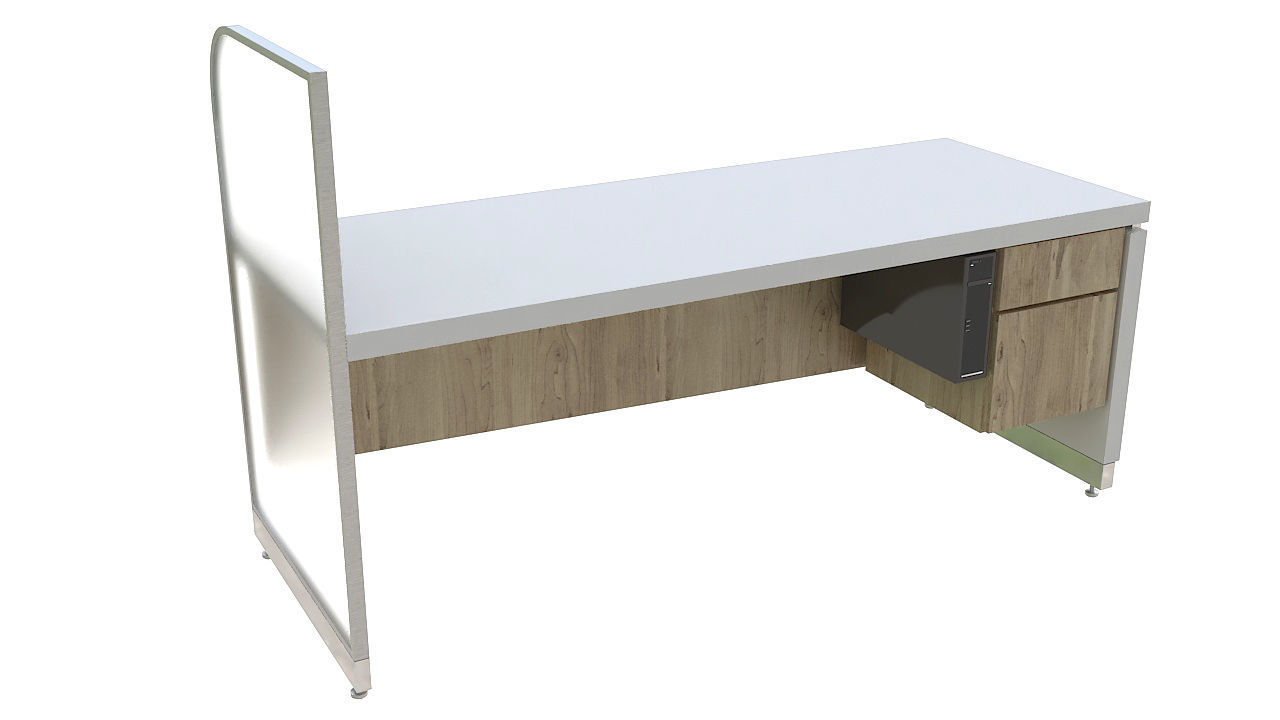 Wooden reception desk 3D model_4