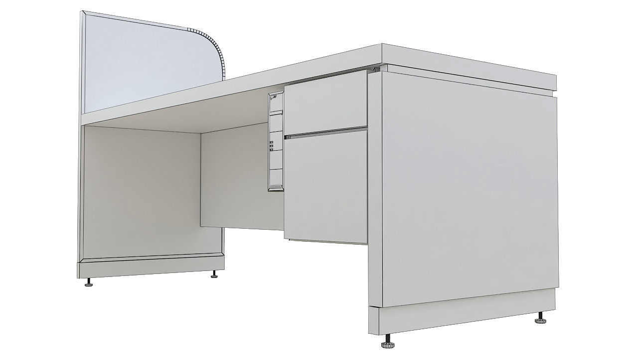 Wooden reception desk 3D model_6