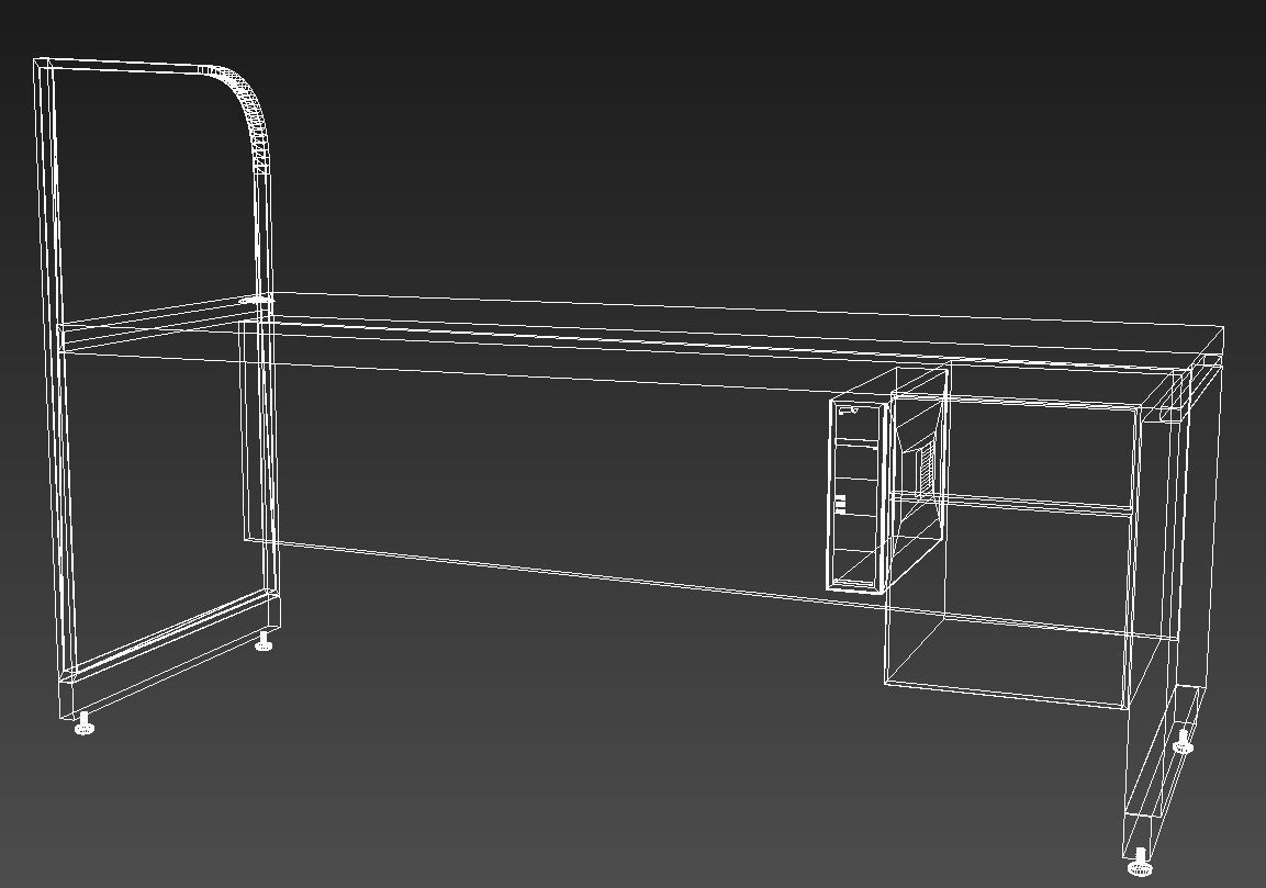 Wooden reception desk 3D model_11