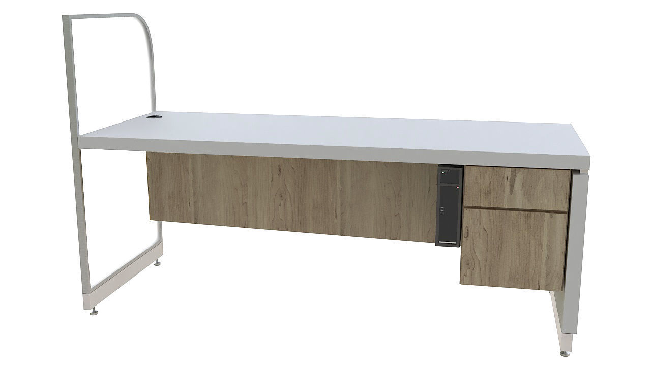 Wooden reception desk 3D model_5