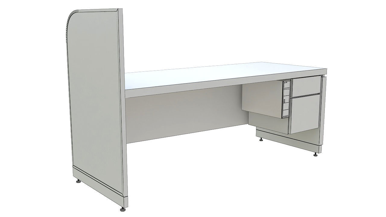 Wooden reception desk 3D model_7