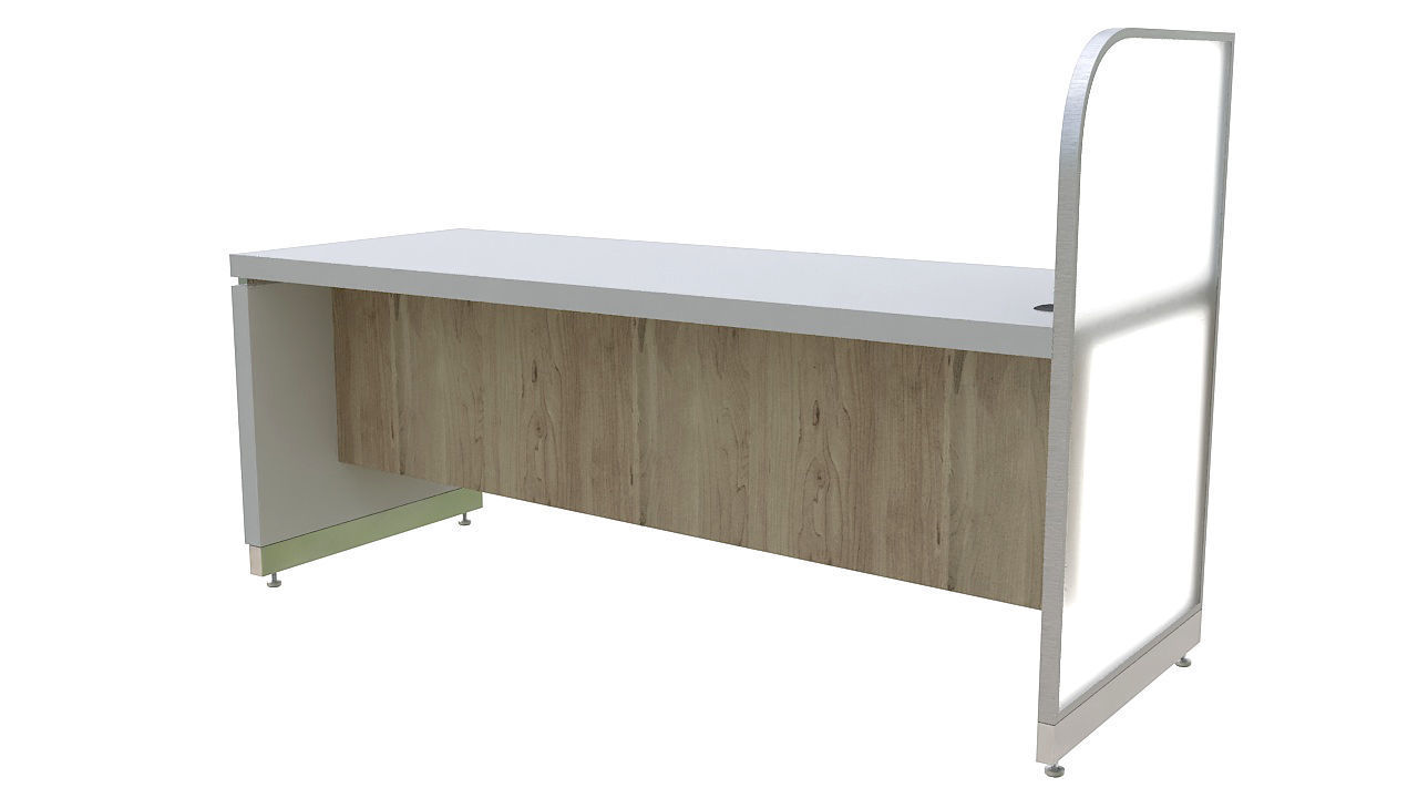 Wooden reception desk 3D model_2