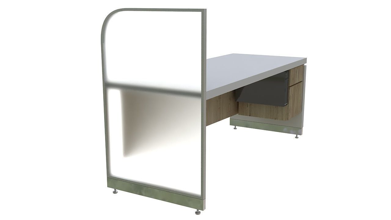 Wooden reception desk 3D model_3