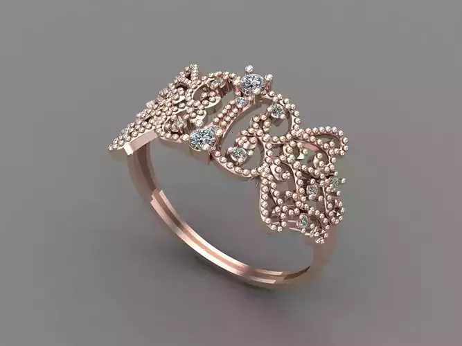 Womens Diamond Signet Ring Women Rings 3dmodels 3D print model