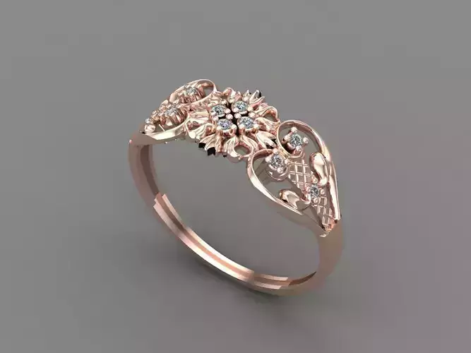 Womens Diamond Signet Ring Women Rings 3dmodels 3D print model