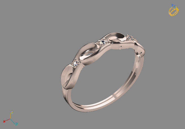 Womens Diamond Signet Ring Women Rings 3dmodels 3D print model 3D print model_4