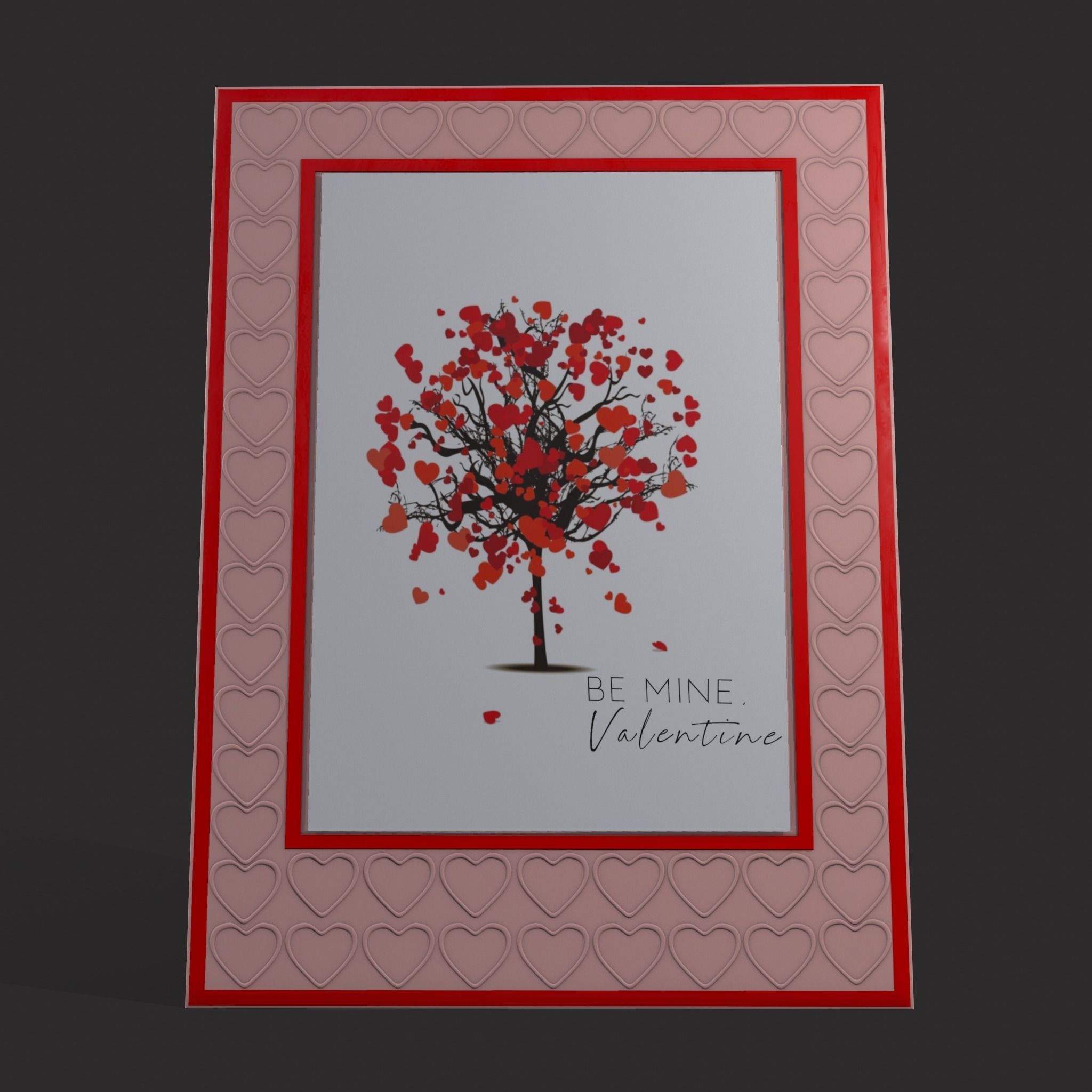 Valentines Heart Tree Card Low-poly 3D model_19