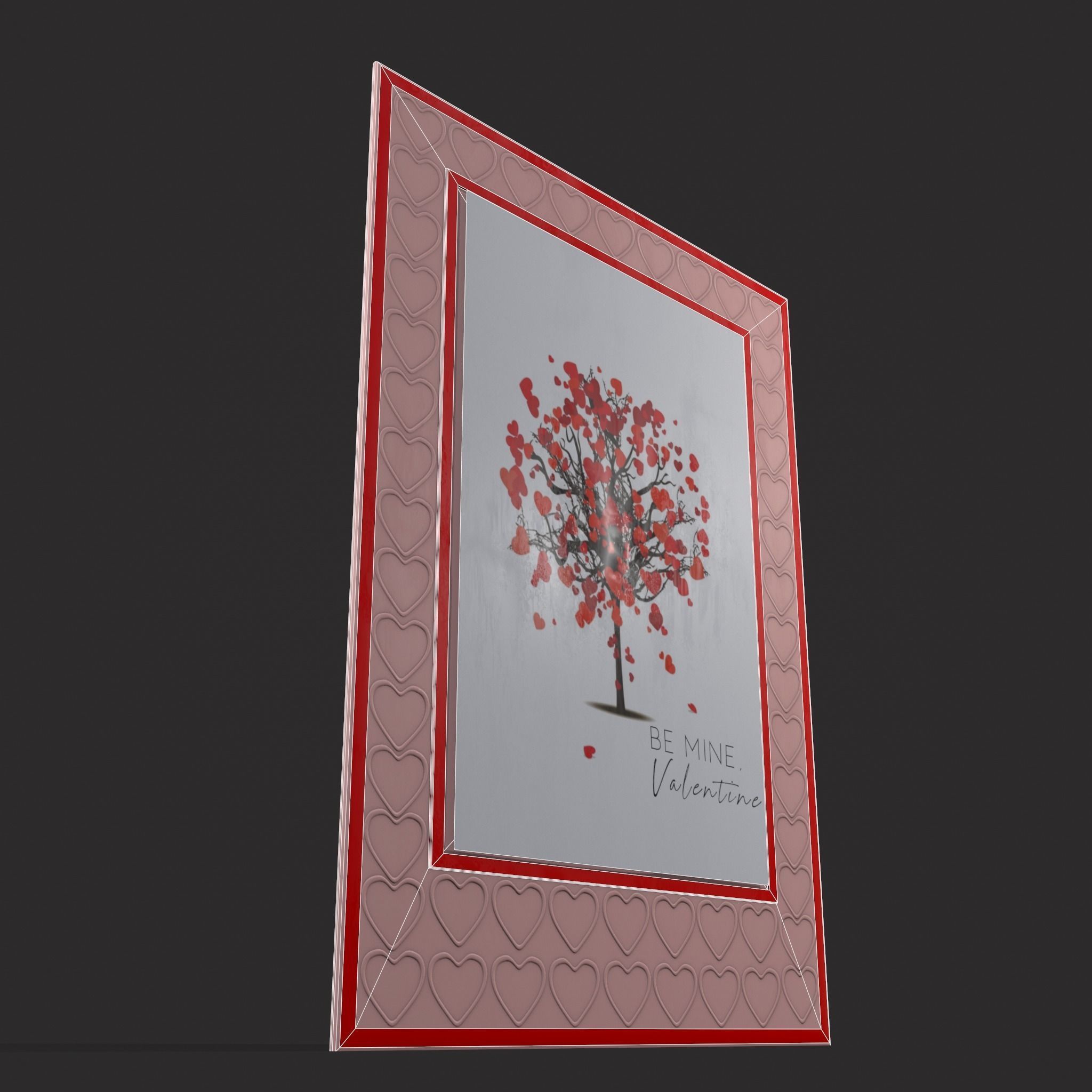 Valentines Heart Tree Card Low-poly 3D model_10