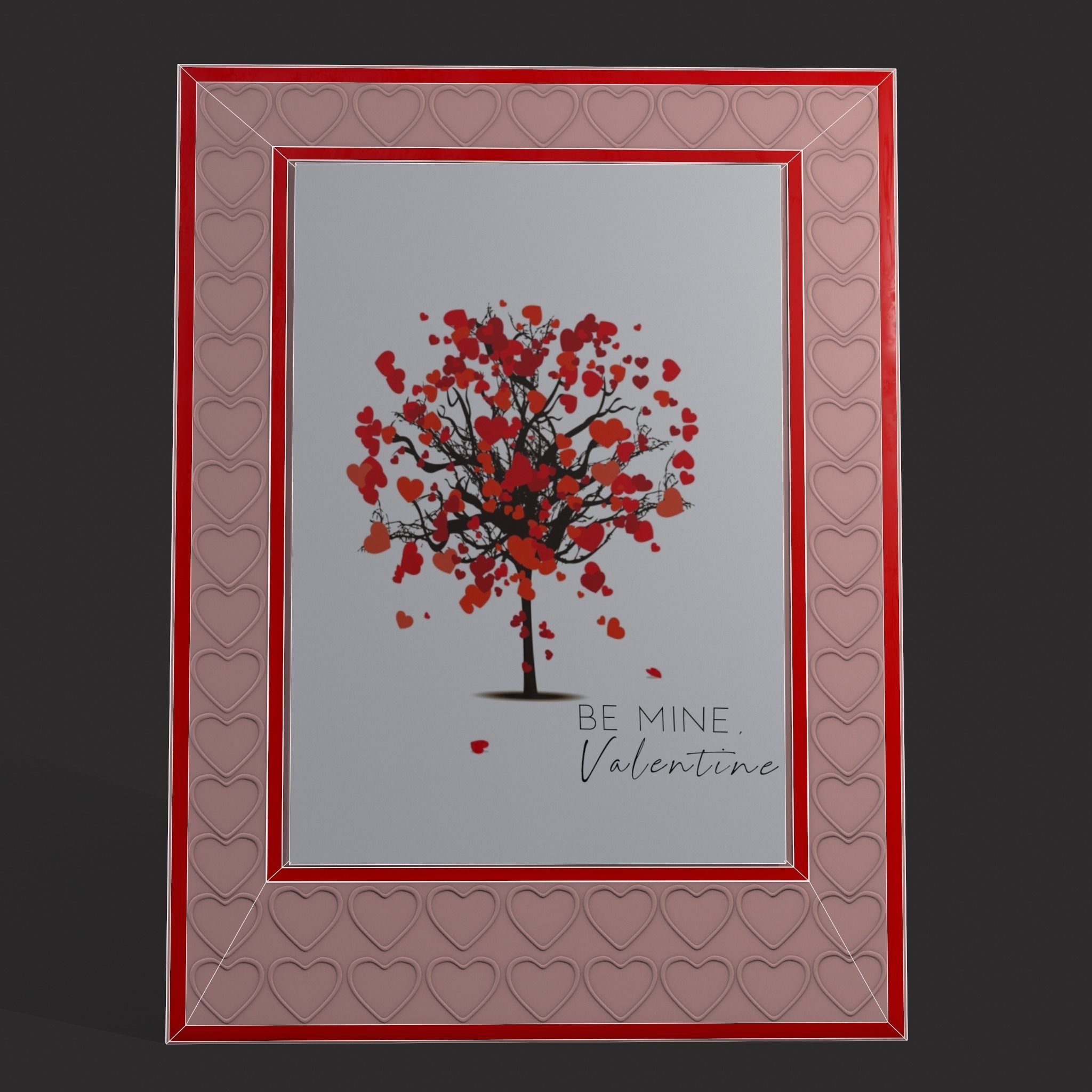 Valentines Heart Tree Card Low-poly 3D model_12