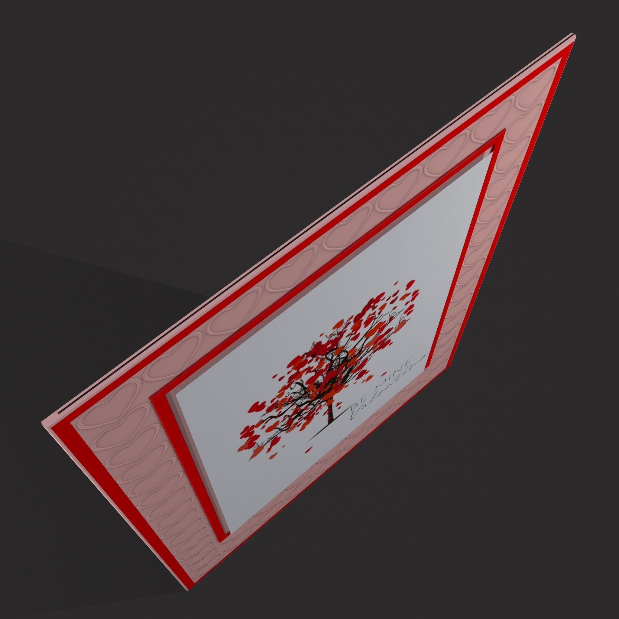 Valentines Heart Tree Card Low-poly 3D model_15