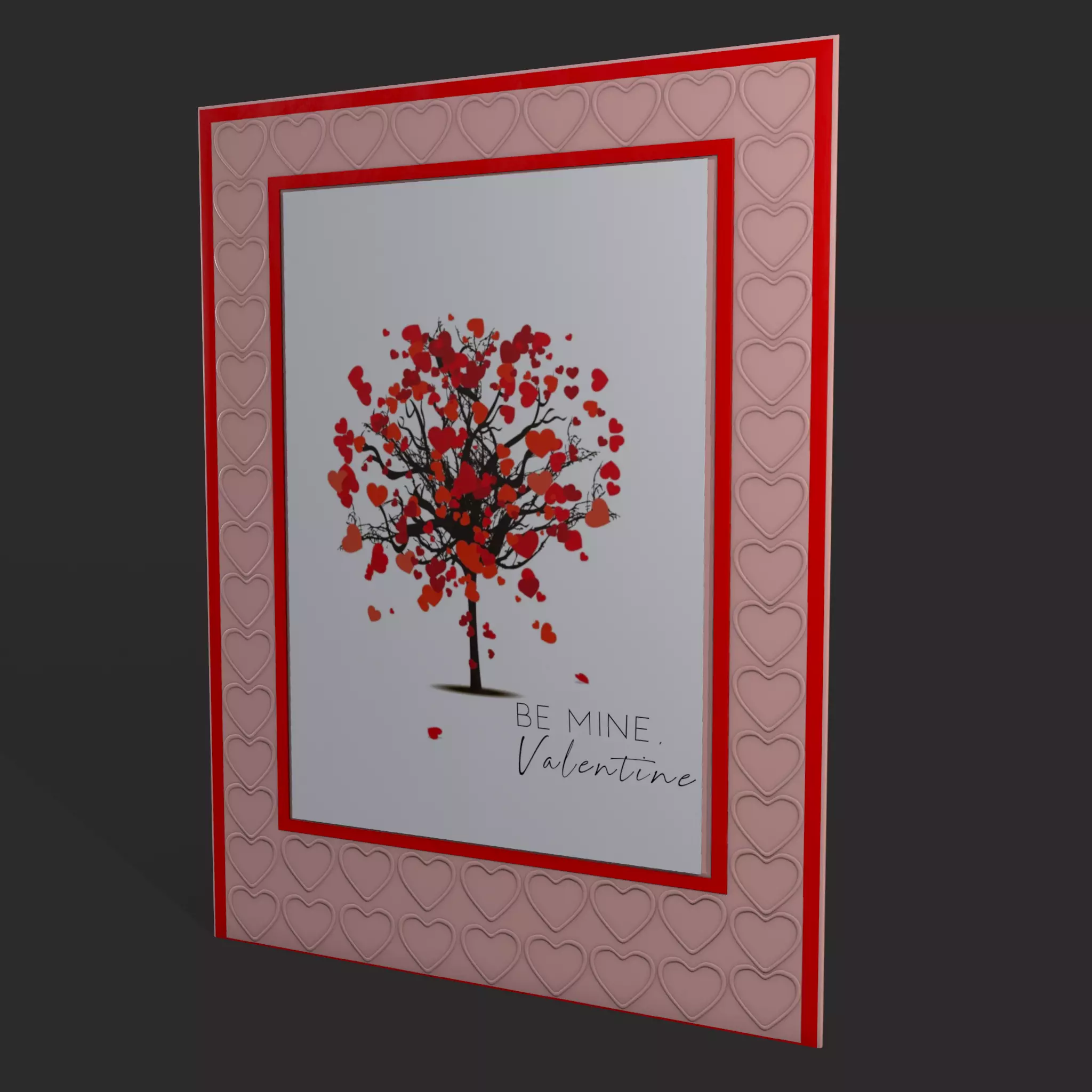 Valentines Heart Tree Card Low-poly 3D model_0