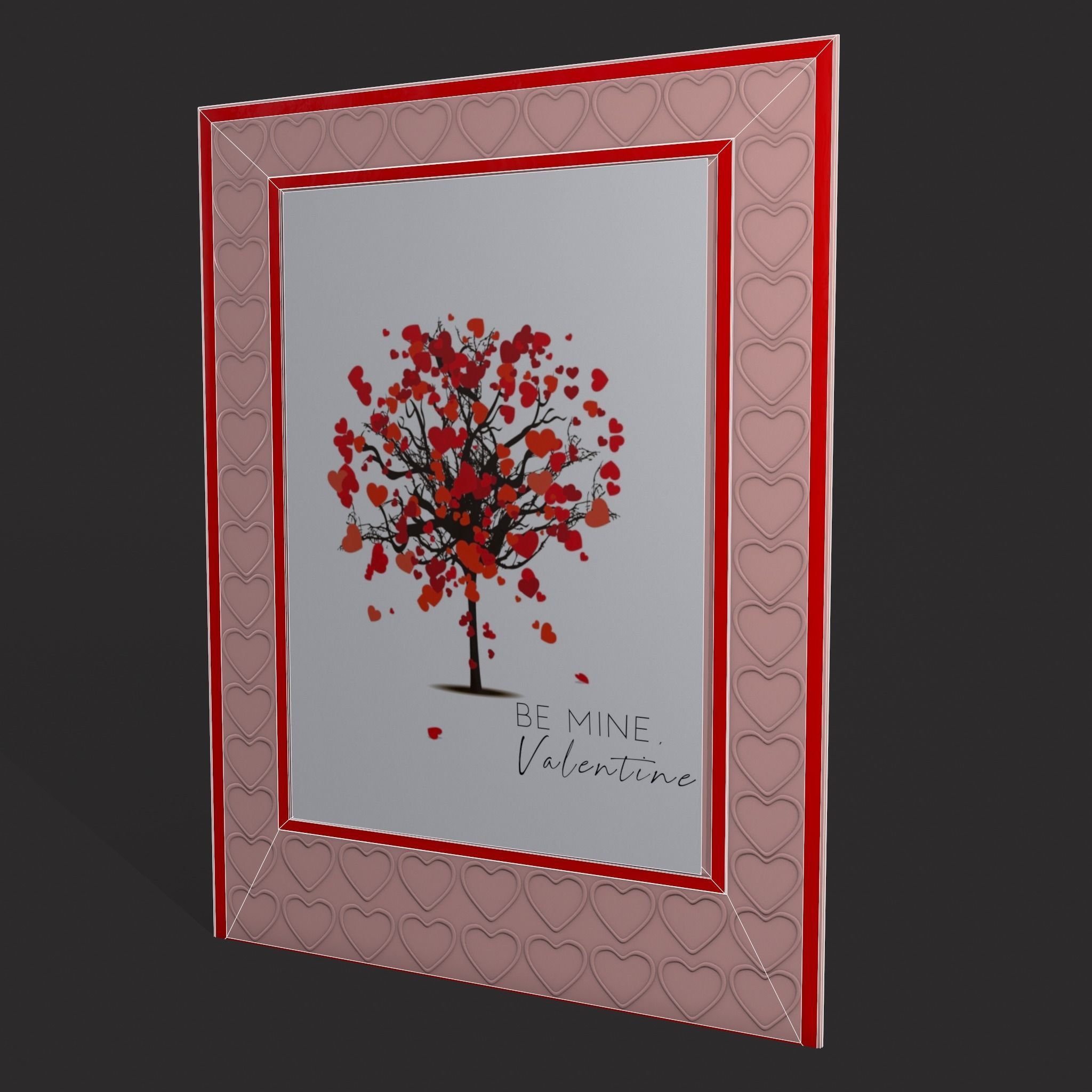 Valentines Heart Tree Card Low-poly 3D model_2