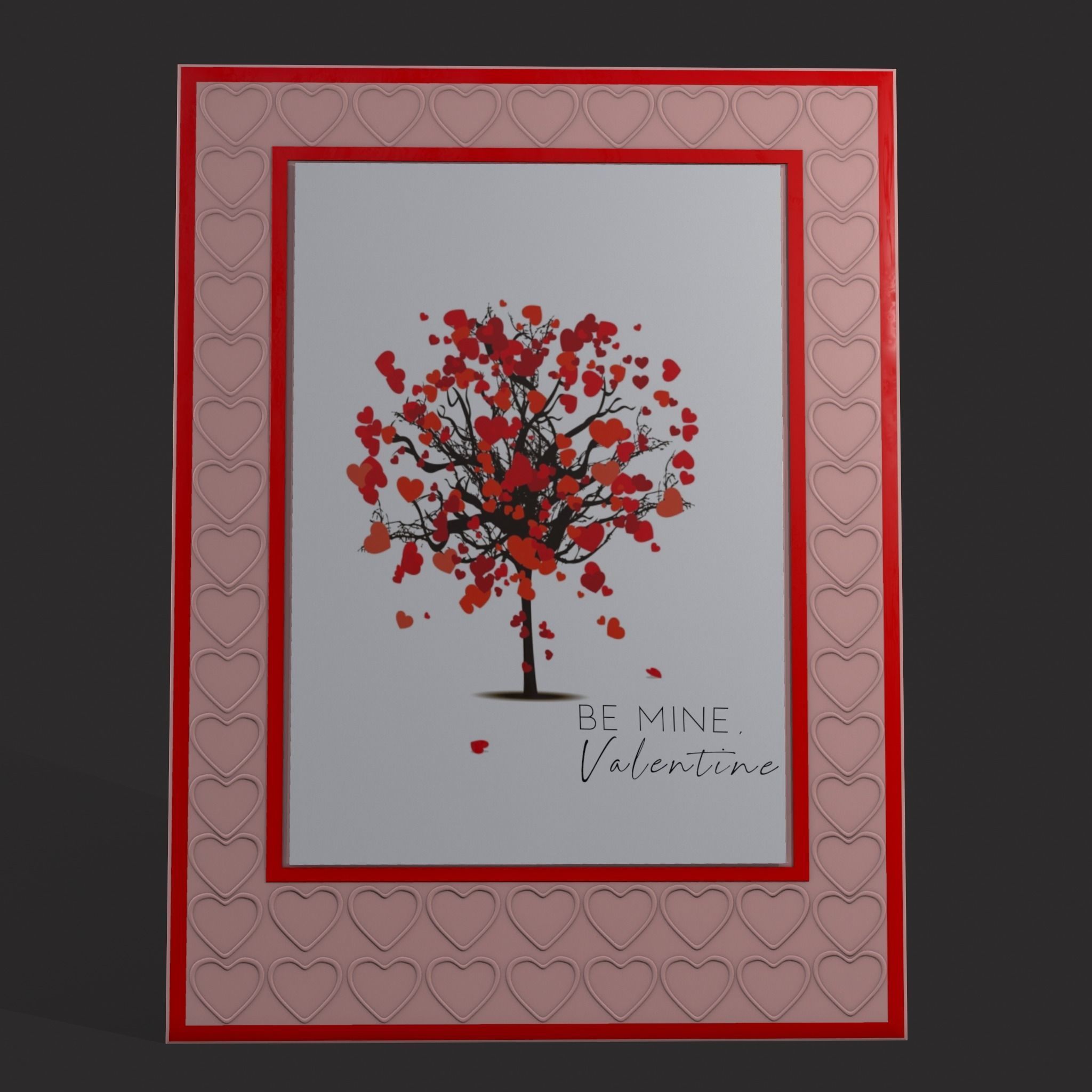 Valentines Heart Tree Card Low-poly 3D model_11