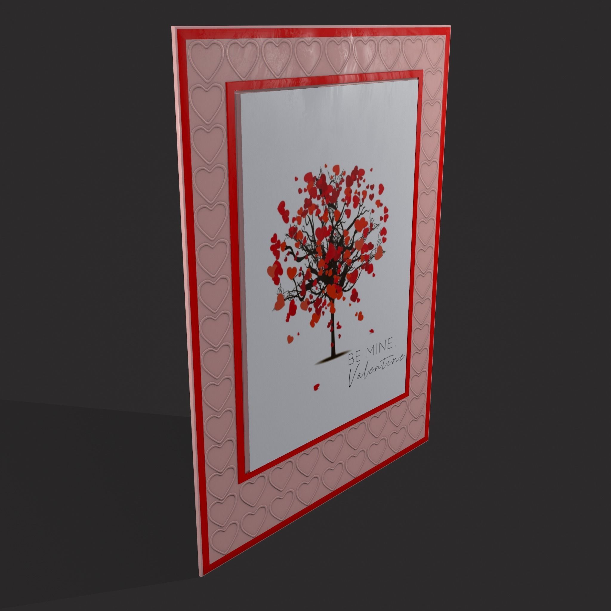 Valentines Heart Tree Card Low-poly 3D model_17